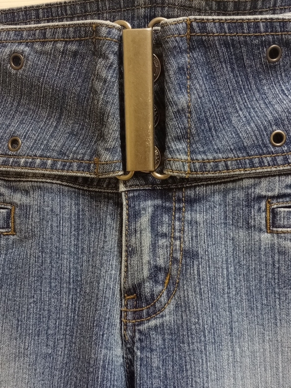 Y2K 90'S HYDRAULIC VINTAGE BELTED BOOT CUT WIDE LEG MEDIUM RISE JEANS RARE - Picture 3 of 12